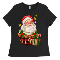 Black santa claus cupcake Ladies Tee - AdoDesignShop