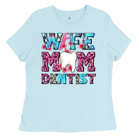 Baby Blue Wife Mom Dentist With Tooth And Floss Ladies Tee - AdoDesignShop