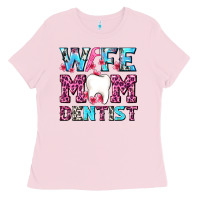 Bubblegum Pink Wife Mom Dentist With Tooth And Floss Ladies Tee - AdoDesignShop