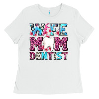 White Wife Mom Dentist With Tooth And Floss Ladies Tee - AdoDesignShop