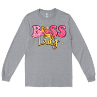 Heather Grey boss lady Long Sleeve Tee - LillyAllenDesigns