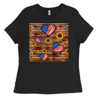 Black 4th of july hearts seamless pattern Ladies Tee - BundleAndBundleShop