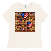 Bone 4th of july hearts seamless pattern Ladies Tee - BundleAndBundleShop