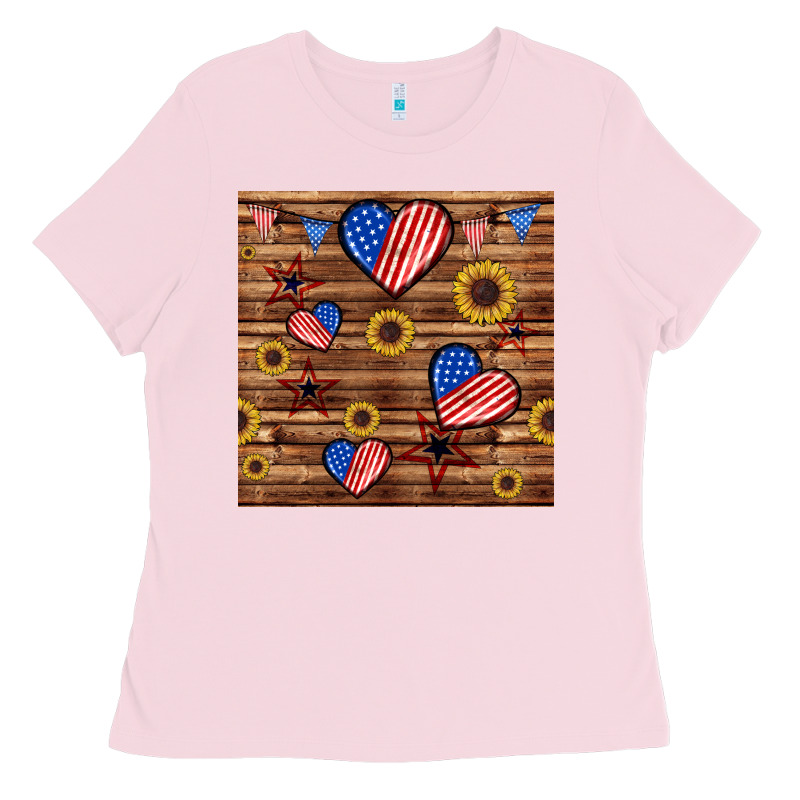4th Of July Hearts Seamless Pattern Ladies Tee by BundleAndBundleShop | Teevron