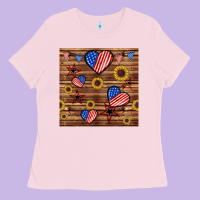 4th Of July Hearts Seamless Pattern Ladies Tee Designed By Bundleandbundleshop