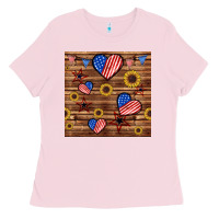 Bubblegum Pink 4th of july hearts seamless pattern Ladies Tee - BundleAndBundleShop