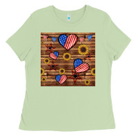 Matcha 4th of july hearts seamless pattern Ladies Tee - BundleAndBundleShop