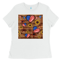 White 4th of july hearts seamless pattern Ladies Tee - BundleAndBundleShop
