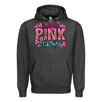 Charcoal Heather I wear pink for my custom name Cancer Awareness Zipper Hoodie - HowdyJamesFarm