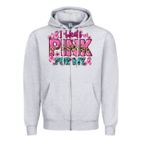 Heather Grey I wear pink for my custom name Cancer Awareness Zipper Hoodie - HowdyJamesFarm