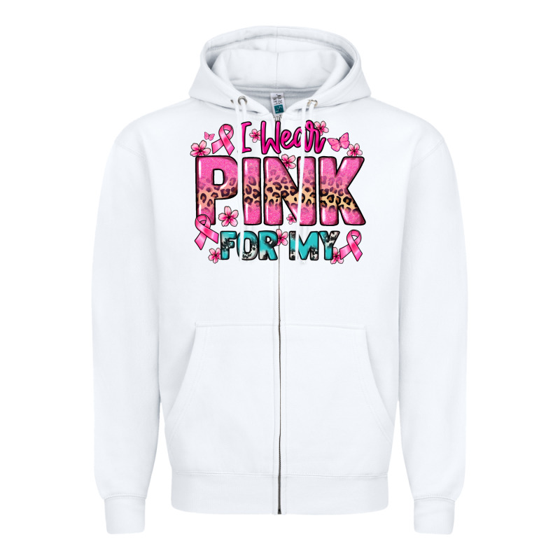 I Wear Pink For My Custom Name Cancer Awareness Zipper Hoodie by HowdyJamesFarm | Teevron