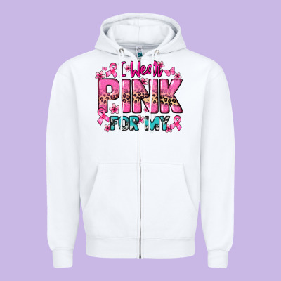I Wear Pink For My Custom Name Cancer Awareness Zipper Hoodie Designed By Howdyjamesfarm