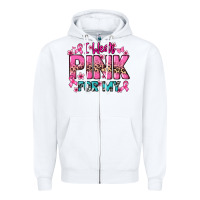 White I wear pink for my custom name Cancer Awareness Zipper Hoodie - HowdyJamesFarm