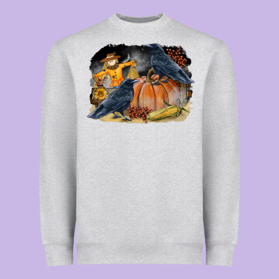 Fall Background With Crow Heavyweight Sweatshirt Designed By Lillyallendesigns