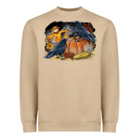 Mushroom Fall Background With Crow Heavyweight Sweatshirt - LillyAllenDesigns