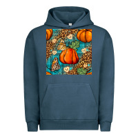 Pigment Midnight Navy pumpkin and butterfly seamless pattern Urban Hoodie - BundleAndBundleShop