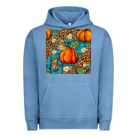 Pigment Pebble Blue pumpkin and butterfly seamless pattern Urban Hoodie - BundleAndBundleShop