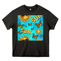 Asphalt sun with butterfly seamless pattern Heavy Core Tee - BundleAndBundleShop