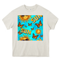 Cream sun with butterfly seamless pattern Heavy Core Tee - BundleAndBundleShop