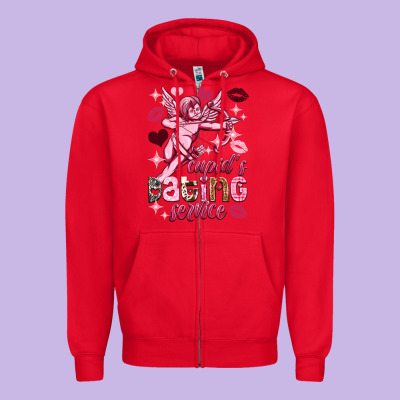 Cupid's Dating Service Valentine's Day Zipper Hoodie Designed By Howdyjamesfarm