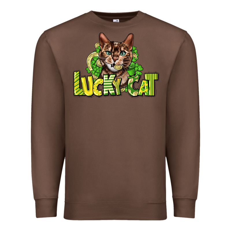 Lucky Cat St. Patrick's Premium Sweatshirt by HowdyJamesFarm | Teevron