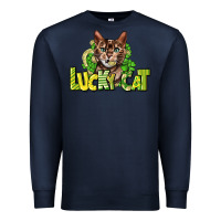 Navy Lucky cat St. Patrick's Premium Sweatshirt - HowdyJamesFarm