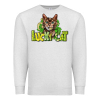 Oatmeal Heather Lucky cat St. Patrick's Premium Sweatshirt - HowdyJamesFarm