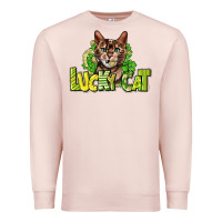 Pale Pink Lucky cat St. Patrick's Premium Sweatshirt - HowdyJamesFarm