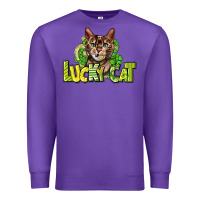Purple Lucky cat St. Patrick's Premium Sweatshirt - HowdyJamesFarm