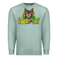 Seafoam Lucky cat St. Patrick's Premium Sweatshirt - HowdyJamesFarm