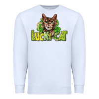 White Lucky cat St. Patrick's Premium Sweatshirt - HowdyJamesFarm