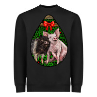 Black christmas pig Heavyweight Sweatshirt - LillyAllenDesigns
