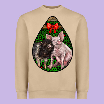 Christmas Pig Heavyweight Sweatshirt Designed By Lillyallendesigns