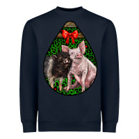 Navy christmas pig Heavyweight Sweatshirt - LillyAllenDesigns
