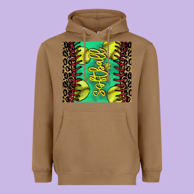 Softball Leopard Tumbler Heavyweight Hoodie Designed By Howdyjamesfarm