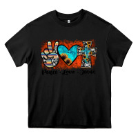 Black peace love jesus Heavy Core Tee - JahusDesignShop