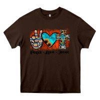 Chocolate Brown peace love jesus Heavy Core Tee - JahusDesignShop