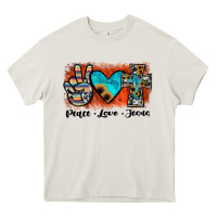 Cream peace love jesus Heavy Core Tee - JahusDesignShop