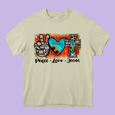Peace Love Jesus Heavy Core Tee Designed By Jahusdesignshop