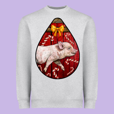 Christmas Pig Heavyweight Sweatshirt Designed By Lillyallendesigns