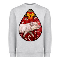 Heather Grey christmas pig Heavyweight Sweatshirt - LillyAllenDesigns