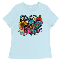Baby Blue teacher hearts Ladies Tee - Jasminsmagicworld