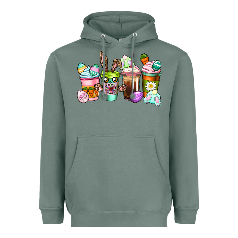 Easter Coffee Cups Easter Day Heavyweight Hoodie by CowGirlArtShop | Teevron