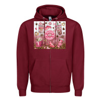 Burgundy cafecito y chisme with leopard tumbler tbs Zipper Hoodie - TumblerDesignByShophia