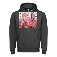 Charcoal Heather cafecito y chisme with leopard tumbler tbs Zipper Hoodie - TumblerDesignByShophia