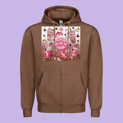 Cafecito Y Chisme With Leopard Tumbler Tbs Zipper Hoodie Designed By Tumblerdesignbyshophia