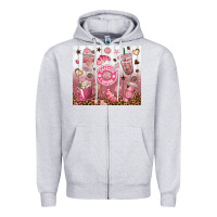Heather Grey cafecito y chisme with leopard tumbler tbs Zipper Hoodie - TumblerDesignByShophia