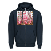 Navy cafecito y chisme with leopard tumbler tbs Zipper Hoodie - TumblerDesignByShophia