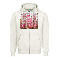 Oatmeal Heather cafecito y chisme with leopard tumbler tbs Zipper Hoodie - TumblerDesignByShophia