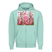Seafoam cafecito y chisme with leopard tumbler tbs Zipper Hoodie - TumblerDesignByShophia